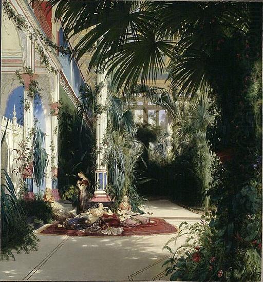 The Interior of the Palm House on the Pfaueninsel Near Potsdam, Carl Blechen